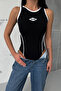 Sno Black Zero Sleeve Printed Snap Fastener Detailed Elastic Fabric Bodysuit - 3