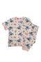 Girls' Pajama Set with Stitch and Heart Pattern, 100% Cotton Single Jersey Fabric, Short Sleeves, Crew Neck - 3