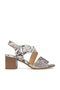 , Women's Genuine Leather Heeled Sandals 1611050Z8415 Silver