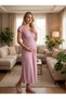 New Season Powder Double-Breasted Collar Summer Lace Detailed Special Design Short Sleeve Maternity Nightgown - 2