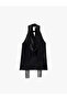 Tassel Scarf Detailed Degaje Halter Neck Sleeveless Satin Blouse - 4