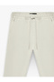 Regular Fit Cotton Pocket Gabardine Summer Trousers with Tie Waist - 5