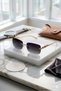 Caretl |   Lion Detailed New Model Glasses Metal Rectangular Frame Glasses Gold Detailed Unisex
