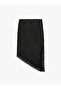 Asymmetrical Cut Regular Waist Lace Detailed Satin Skirt - 4