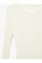 Long Sleeve Crew Neck Viscose Knit Sweater with Ruffle Detail - 5
