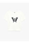 Butterfly Printed Short Sleeve Crew Neck Cotton T-Shirt - 3