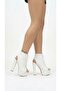 Elara White Patent Leather Platform Open Back Design Women's Shoes