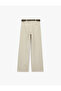 Long Straight-Leg Fabric Trousers with Pocket Belt Detail - 4