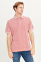 100% Cotton Regular Fit Normal Cut Pink Polo Neck T-Shirt - 2