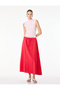 Viscose midi flared skirt with waist tie detail