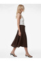 Viscose Fabric Bell-Cut Midi Skirt with Tie Waist and Textured Design - 2