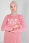 Text Printed Ruffle Detail Sweatshirt Tunic 43699 - 2