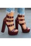 Vesper Women's Burgundy Patent Leather Buckle Heeled Shoes