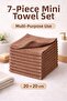 7-Piece Brown Multi-Purpose Bamboo Mini Towel Set - Baby, Kitchen and Cleaning Towels 20 X 20 cm - 2