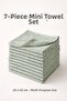 Set of 7 Green Multi-Purpose Bamboo Mini Towels - Baby, Kitchen and Cleaning Towels 20 X 20 cm - 2