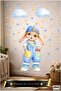 Pastel Rabbit Child - Premium Children's Wall Sticker Set with Star and Heart Figures - 4