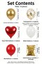 Red White Chrome Gold Heart Foil Confetti Balloon Set 16-Piece Decoration Birthday - 2