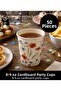 Poppy and Wildflower Patterned 8-9 oz Stylish Invitation and Organization Cardboard Party Cups (50 Pieces)
