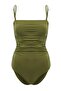 Khaki Gathering Strapless Covered Hipster Swimsuit Tbess24Ma00068 - 4