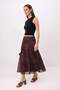 Çok Renkli Midi Büzgü/Drape Detaylı Boho/Boho Chic Basklılı Tül Esnek Örme Etek TWOAW26ET00122 - 3