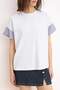 Beyaz Kalın Pamuklu Relaxed/Rahat Kesim Poplin Kol Detaylı Örme T-Shirt TWOSS24TS00007 - 3