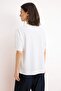 Beyaz %100 Pamuk Bisiklet Yaka Oversize/Geniş Kalıp Örme T-Shirt TWOSS20TS0134 - 4