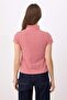 Kırmızı Çizgili Regular/Normal Kalıp Pencere Detaylı Tok Pamuklu Örme Bluz TWOSS26BZ00381 - 4