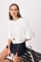 Ecru Oversize/Wide Fit Batwing Sleeve Short Sleeve Interlock Knitted T-Shirt Twoss26Ts00143 - 2
