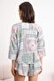 Multicolor Ethnic/Bohemian Patterned Tie-Detail/Bow Viscose Shorts Woven Pajama Set THMSS23PT00165 - 7