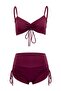 Mürdüm Bralette Kaplı Tünelli Şortlu Yüksek Bel Bikini Takımı TBESS25BT00088 - 4