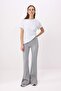 Gri Melanj Flare/İspanyol Paça Yüksek Bel Fitilli Esnek Örme Pantolon TWOSS26PL00115
