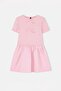 Pembe Kız Çocuk Kısa / Mini Fiyonk Detaylı Düz Örme Elbise TKDSS26EL00014 - 2