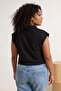 Siyah %100 Kalın Pamuklu Polo Yaka Regular/Normal Kalıp Büyük Beden Örme T-Shirt TBBSS26BF00008 - 2
