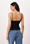 Black Fitted/Bodycon Window Detail Tied Crop/Short Textured Knitted Blouse Twoss26Bz00470 - 4