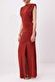 Kiremit Düz Düz Kesim Büzgü / Drape Örme Sandy Maxi Abiye & Mezuniyet Elbisesi - 3