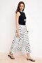 White Black Polka Dot Midi Flared Viscose Skirt Twoss26Et00109 - 5