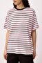 Pembe Çizgili Oversize/Geniş Kalıp Düşük Kol Kısa Kollu Tok %100 Pamuk Örme T-Shirt TWOSS26TS00152 - 4