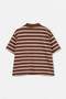 Kahverengi Polo Yaka Çizgili Crop Örme Büyük Beden Bluz TBBSS26AF00120 - 6