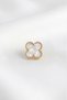 Clover Model White Enamel Stainless Steel Gold Color Women's Earrings - 4