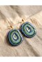 Blue Natural Stone Look Polymer Clay & Epoxy Design Nail Earrings (Nails Stainless Steel) - 4