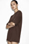 Women's Oversize Brown Fit Crew Neck T-Shirt - 3
