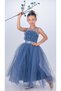 Tutu Long Skirt with Sequined Waistband Girls' Dress Sb618 Indigo - 2