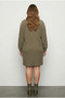 Plus Size Long Sleeve Crew Neck Straight Cut Cotton Dress 100-190 - 5