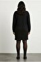 Plus Size Zippered V-Neck Long Sleeve Wicking Fabric Lycra Knitwear Dress 303855 - 2