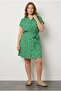 Plus Size Polo Neck Short Sleeve Floral Print Button Detail Belted Dress 303328 - 2
