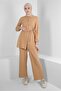 SHIRT COLLAR BENDED DOUBLE PANT SUIT 43547