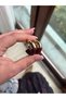 Burgundy and Gold Color Detail Ring Plate Earrings - 4