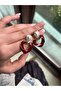 Special Series Pearl Detailed Burgundy Earrings - 5