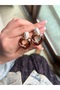 Special Series Pearl Detailed Brown Earrings - 5
