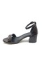 Mehtap Kırışık Faux Leather Short Heel Single Strap Women's Shoes Heeled Shoes Brown - 3